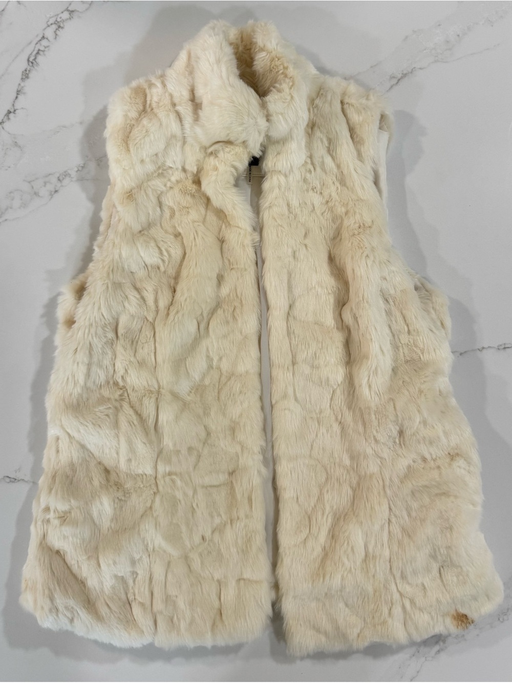 Cavalini Cream Faux Fur Sleeveless Vest